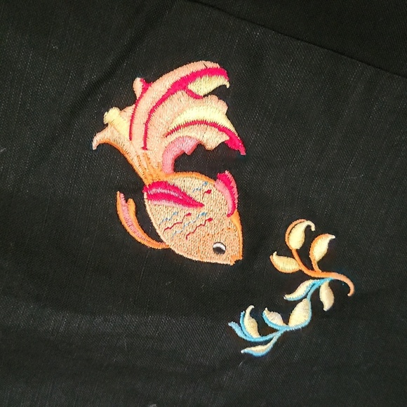 Vintage Annie Alexander Linen Embroidered Fish zip back sleeveless tank top 10. - Picture 4 of 9